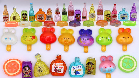 【N50】Favourite Flavour - Luminous Resin Cabochons, Rabbit Lollipop & Drinking Bottle, Mixed Color, Jewelry, Craft Phone, Decoration for Scrapbook