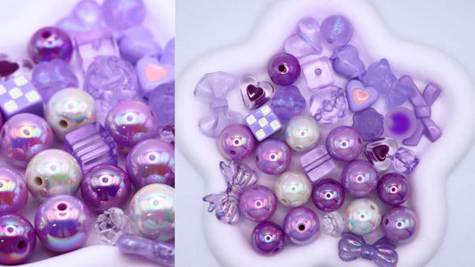 【N32】Fancy Purple - large acrylic lilac purple beads, jewellery craft making beads for pens, bead pen, keyrings