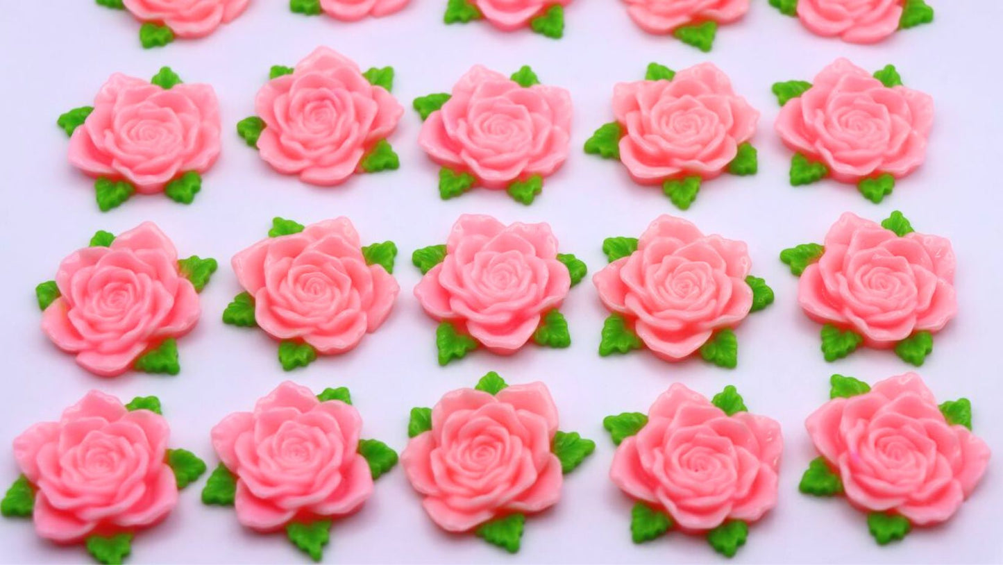【N186】Romantic Bloom - Colorful Rose Flower Opaque Resin Cabochon, Suitable For DIY Jewelry and Decor (24mm)