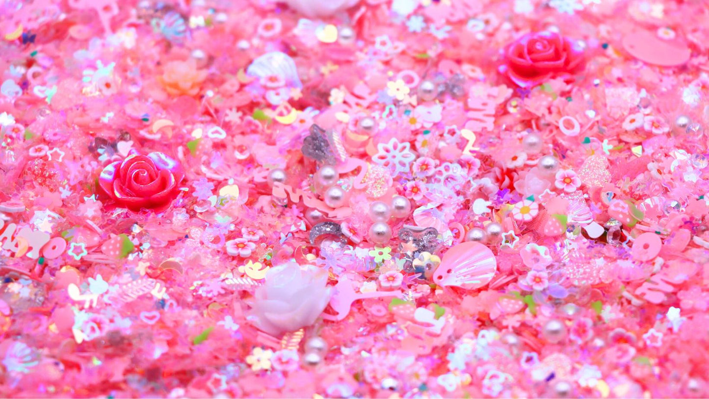 【N147】Pink - Luminous manicure glitter mixed with imitation pearl super shiny