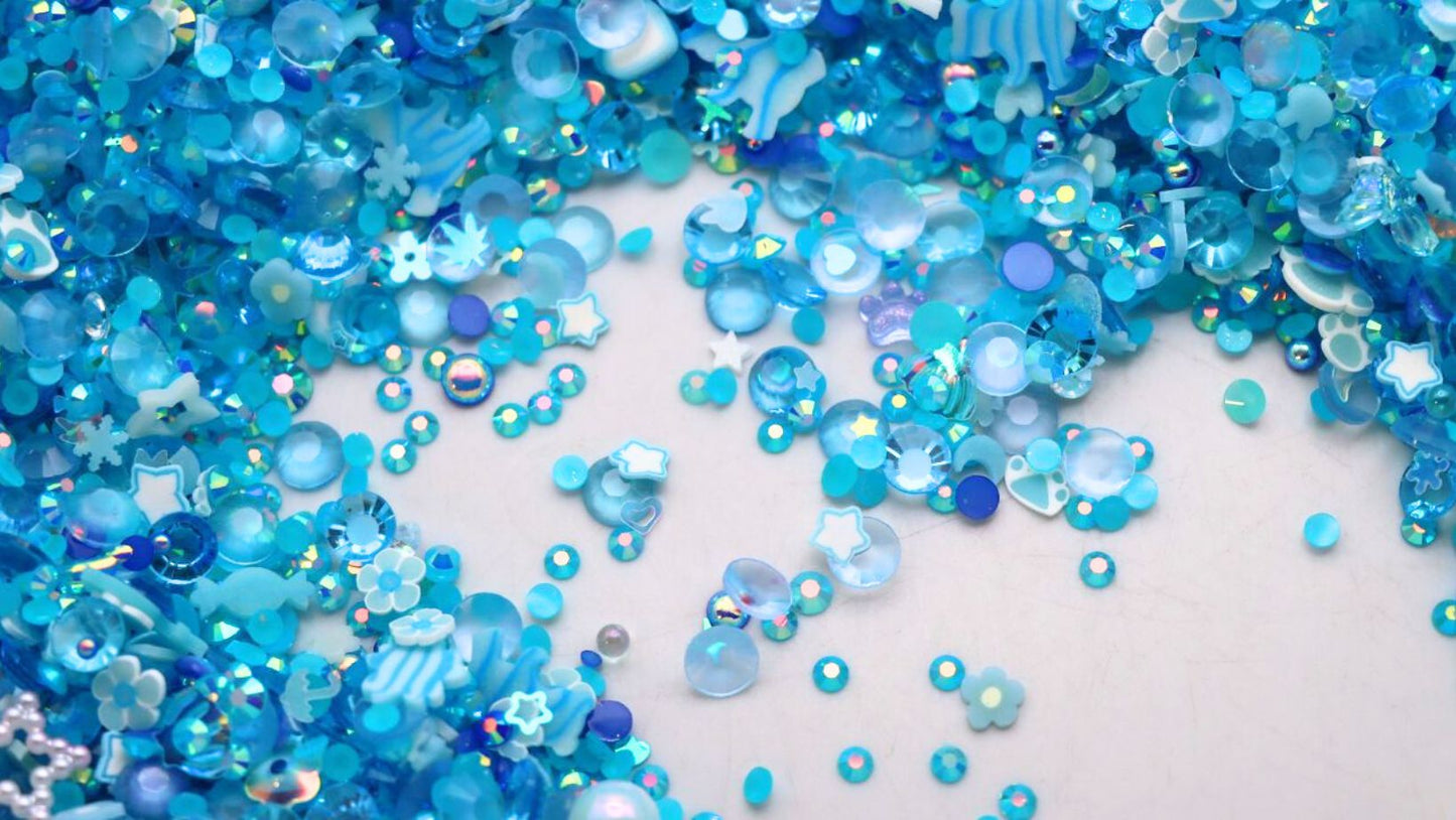 【N56】Blue Butterfly Ocean - AB Rhinestones, Flatback, Non-Hotfix Crystal Round Jelly Rhinestones for Crafts Makeup Nails Face Tumblers Clothes Shoes Handmade Decoration (S.M)