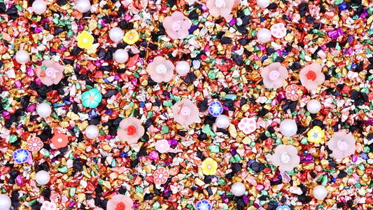 【N136】Midnight Garden - DIY Nail Art Decoration Mini Glass Beads, Tiny Caviar Nail Beads, Mixed Color, 2-3mm (S.M)