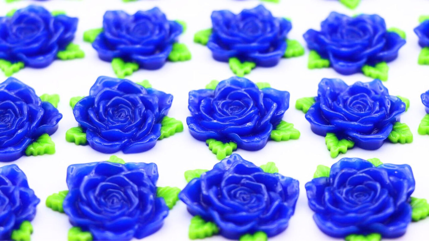 【N186】Romantic Bloom - Colorful Rose Flower Opaque Resin Cabochon, Suitable For DIY Jewelry and Decor (24mm)