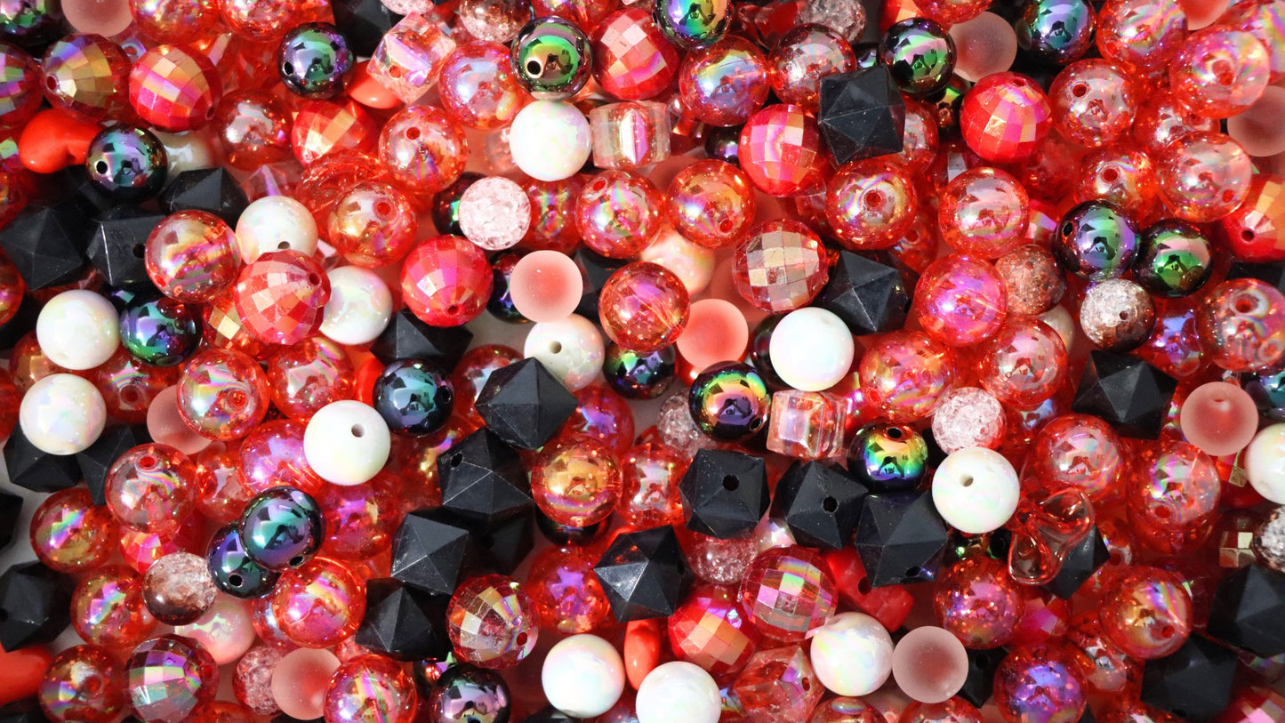 【N35】Midnight Disco - Transparent Acrylic Beads, with Glitter Powder, UV Plating Rainbow Iridescent Acrylic Beads,