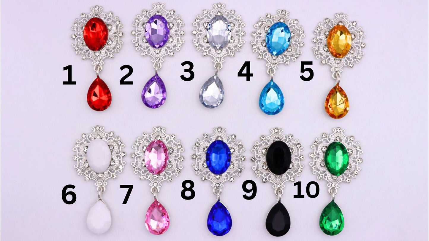 【N164】Royal DIY Jewelry Charm with box, Flat Back Cabochons, with Acrylic Rhinestones, Oval and Teardrop, Silver Color Plated, Faceted, Mixed Color,